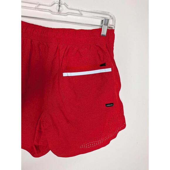 Legends Shorts Mens Medium Red 5 Inch Mesh Athletic Drawstring Running Gym - Picture 4 of 6